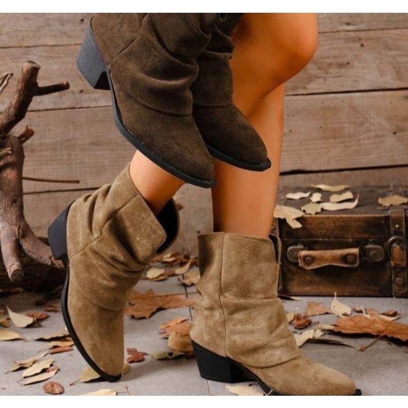Women Boots Winter New Fashion Frosted Mid-calf Boots Women Low Heel Plus Velvet Knight Boots Elegant Comfortable Shoes