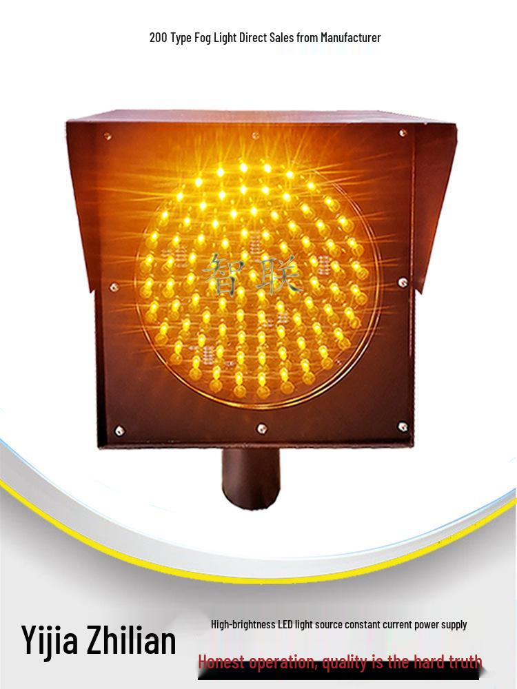 Model 200 Solar Synchronized Yellow Flashing Anti-Fog Traffic Signal Light 1.5m Pole