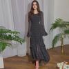 European & American Women's Chiffon Ruffle Sleeve Elegant Patchwork Irregular Dress