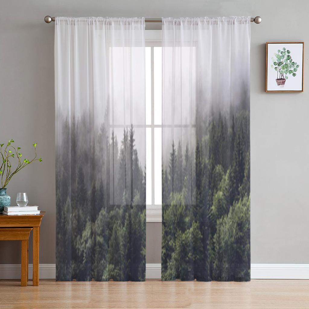 Winter Forest Tatra Mountains Poland Sheer Curtains for Living Room Transparent Tulle Window Curtain Bedroom Kitchen Veil Drapes