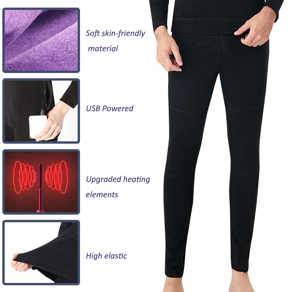 Pantalones Térmicos Lavables con Carga USB Calentamiento Térmico Eléctrico Pantalones Aislantes para Deporte con 5 Niveles de Temperatura