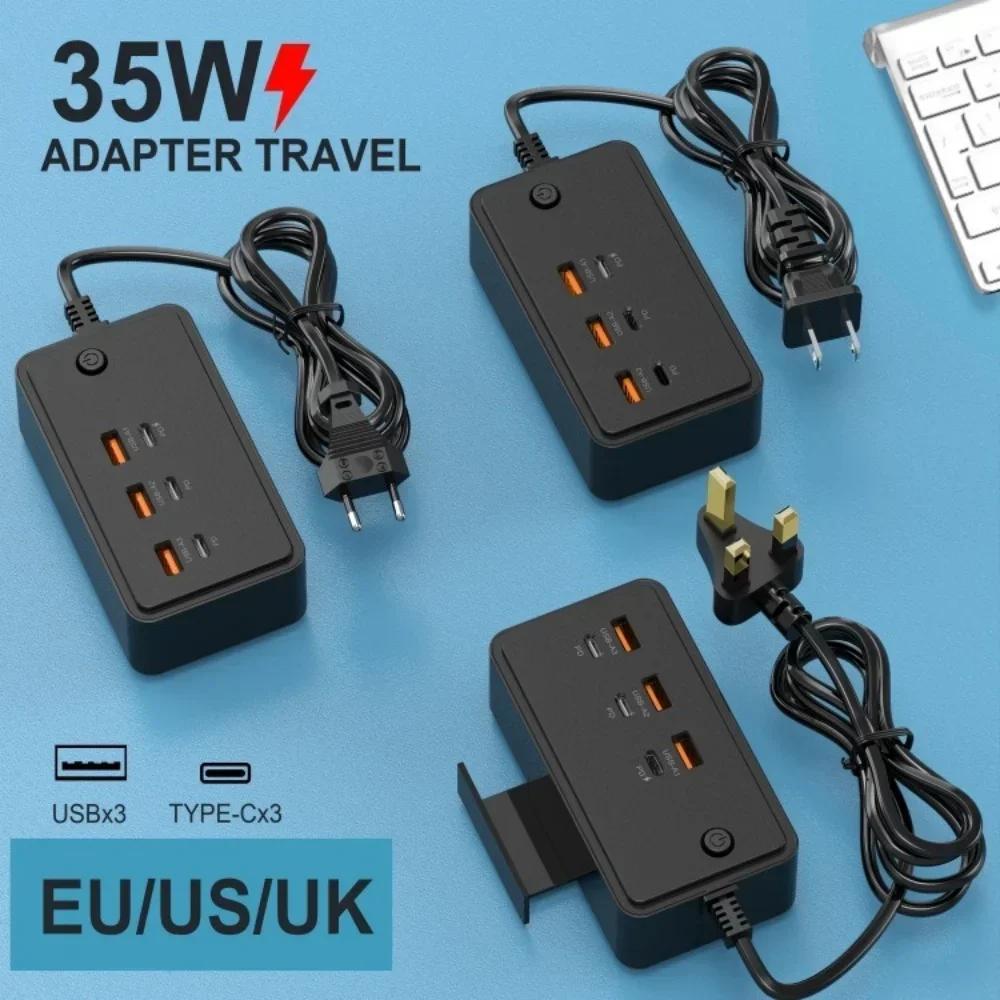 Power Strip Electrical Socket Total 35W US/EU/UK Plug Multiple 3PD 3USB Extension Cable Plugs Adaptors Quick Charging Charger