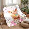 Pig with Flower Necklace Among Butterflies and Roses Theme Blanket Lightweight Warm Flannel Blanket Decorative Throw Blanket for Home Decoration