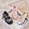 Spring new girls' leather shoes princess shoe rhinestone girl single shoe stylish student shoes bow child shoe performance shoes