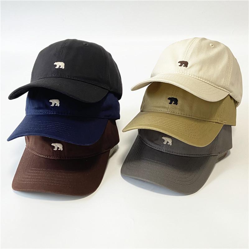 New Polar Bear Embroidered Baseball Cap Men's and Women's American Soft Top Cap Spring and Summer Versatile Big Head Circumference Sun Hat