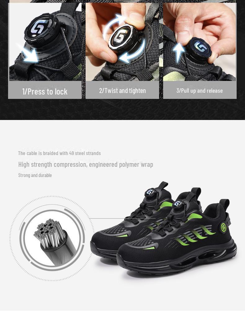 Pantofi de siguranță pentru bărbați ușori cu vârf de oțel - design anti-zdrobire, anti-punctură, cu cataramă rotativă pentru lucrări de construcții de toamnă/iarnă