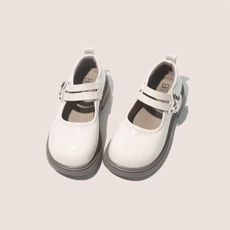 

Детские кожаные туфли из глянцевой искусственной кожи черного цвета для девочек, универсальные детские повседневные туфли принцессы на толстой подошве в стиле Мэри Джейн 26 бежевый