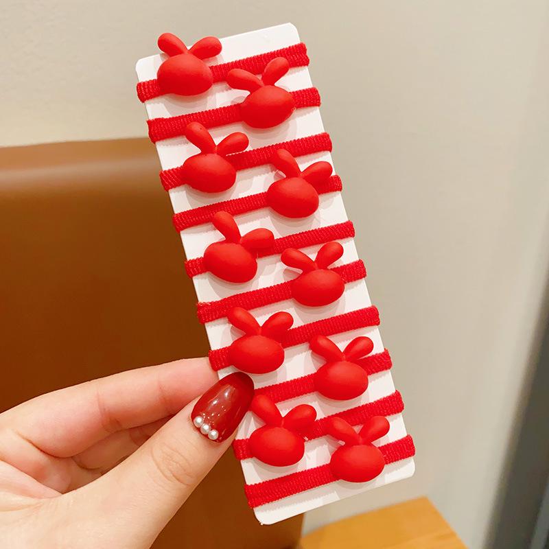 Cute Red New Year Children's Hair Ties - Non-Damaging Festive Elastic Bands for Girls