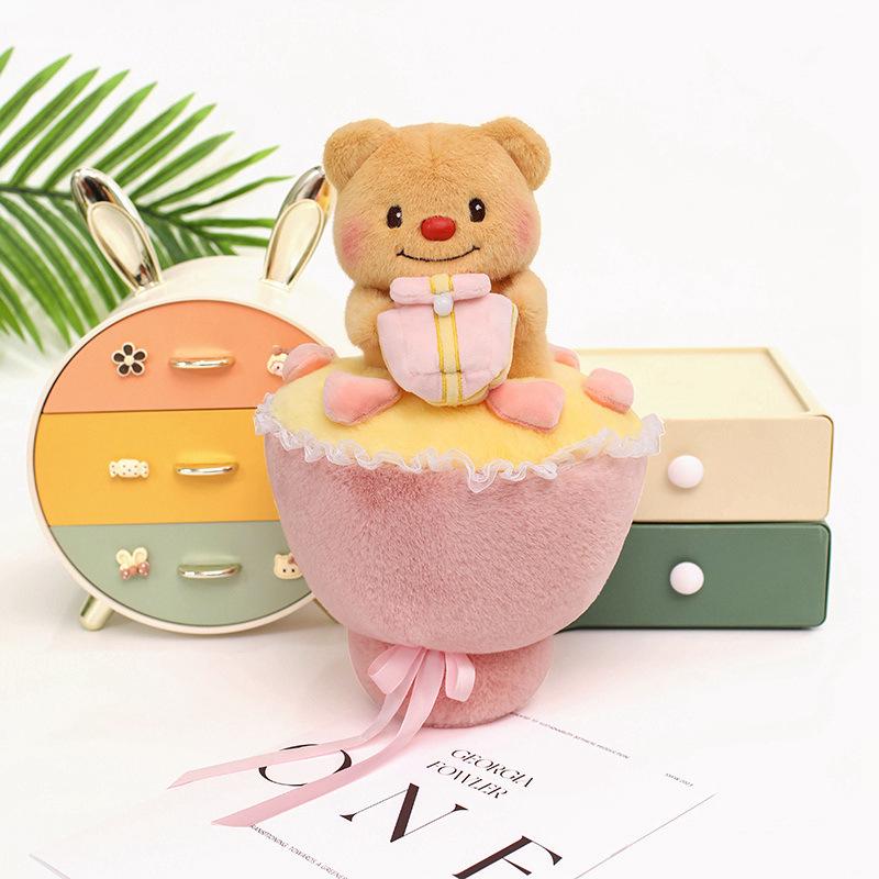 Large Plush Butter Bear Bouquet Doll for Hugging and Sleeping