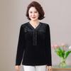 Elegant Chinese Style Golden Velvet Long Sleeve Top - Slim, Fashionable Base Layer for Plus Size, Spring & Autumn.