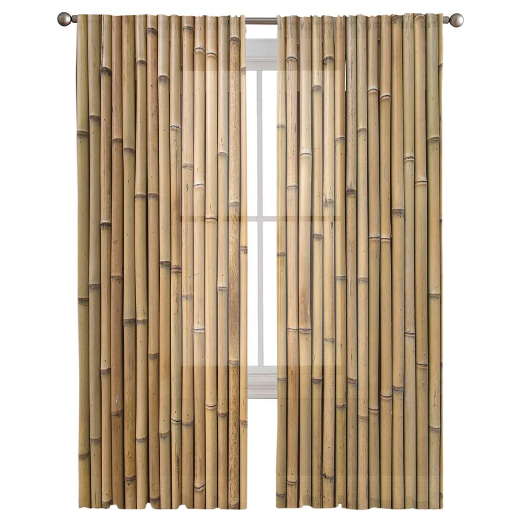 Perdele transparente din bambus, retro, cu plante ponosite, pentru camera de zi, fereastră de bucătărie, decor pentru dormitor pentru copii, perdea suspendată din tul