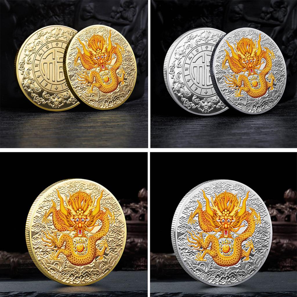 2024 Year of Dragon Chinese Coins Dragon Plated Gold Coin Collectible New Year China Mascot Souvenir