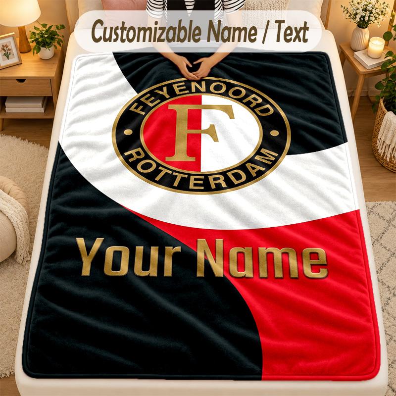 Flanel BattaniyeFeyenoord Özel İsim Yazısı Kişiselleştirilmiş Yumuşak Sıcak Atkı Battaniye Ev Dekorasyonu Hediye