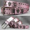 Original Punk Belt Men Women Skull Rivet Snake PU Leather Needle Buckle 105-125cm