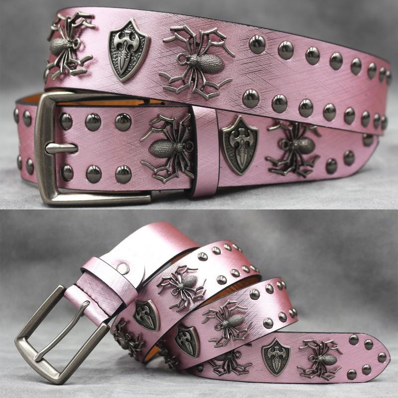 Original Punk Belt Men Women Skull Rivet Snake PU Leather Needle Buckle 105-125cm