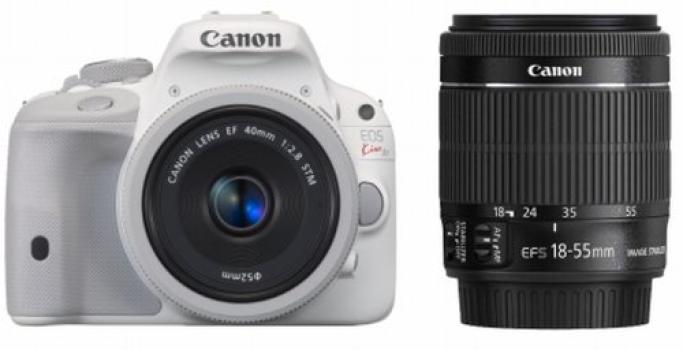 Canon Appareil photo reflex numérique EOS Kiss X7 Kit double objectif STM IS STM inclus (blanc) EF-40 mm F2.8 (blanc) EF-S18-55mm F3.5-5.6 KISSX7WH-WLK