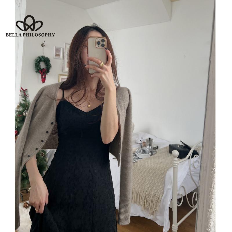 Spring Summer New Korean Style Minimalist Elegant Lazy Chic Romantic Lace Sling Waist Slimming Fishtail Dress