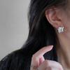 European and American Cold Silver Square Zircon Ear Buckle Women's Niche Design Sense Advanced Heavy Industry Simple Versatile Earrings Earrings