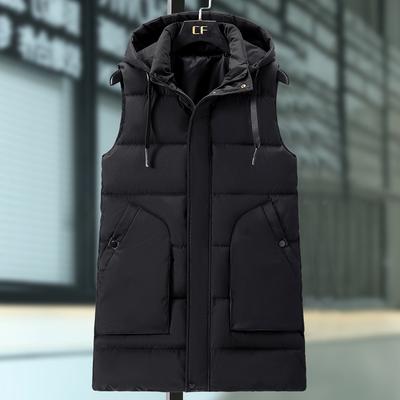 Mode Vinter Ärmlösa Parkas Man Lång Väst Med Huva Plus Storlek Casual Tjock Varm Ytterkläder Herrjackor