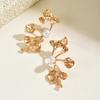 Faux Pearl Earrings Retro Long Gold Leaf Earrings, Cool Minimalist Exaggerated Geometric Stud Earrings