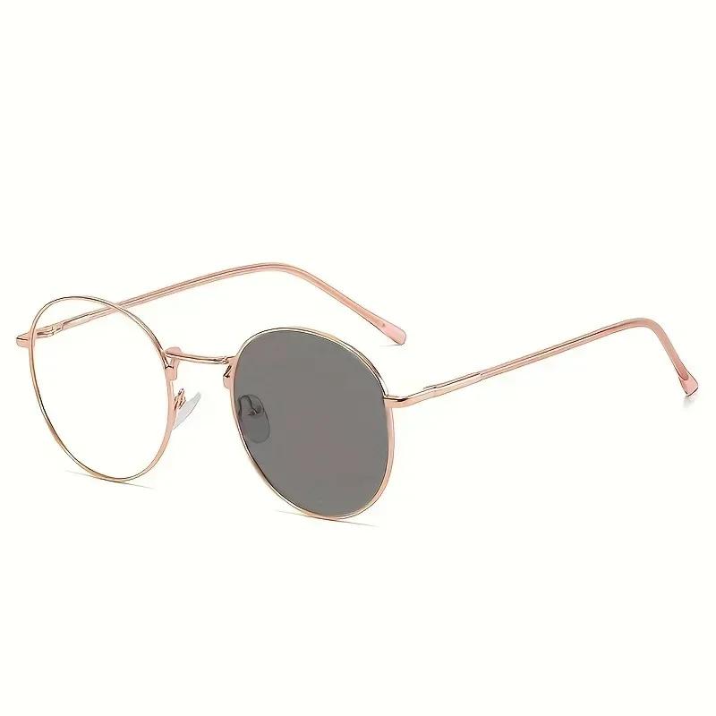 Fashion Round Metal&Plastic Frame Women Pochromic Glasses for Men Daily Outdoor Life Vacation Outfits Accessories