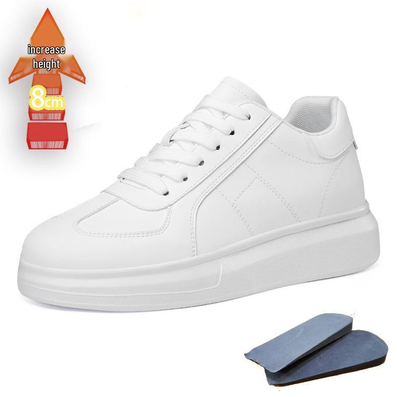 

Men s Invisible Height-Increasing Sneakers - 8CM Thick Sole, Casual White Skate Shoes, Round Toe 45