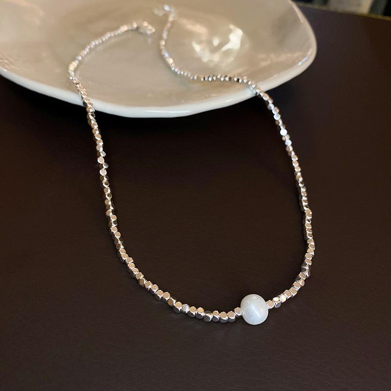 French retro artificial opal love flower pearl necklace collarbone chain Korean necklace women