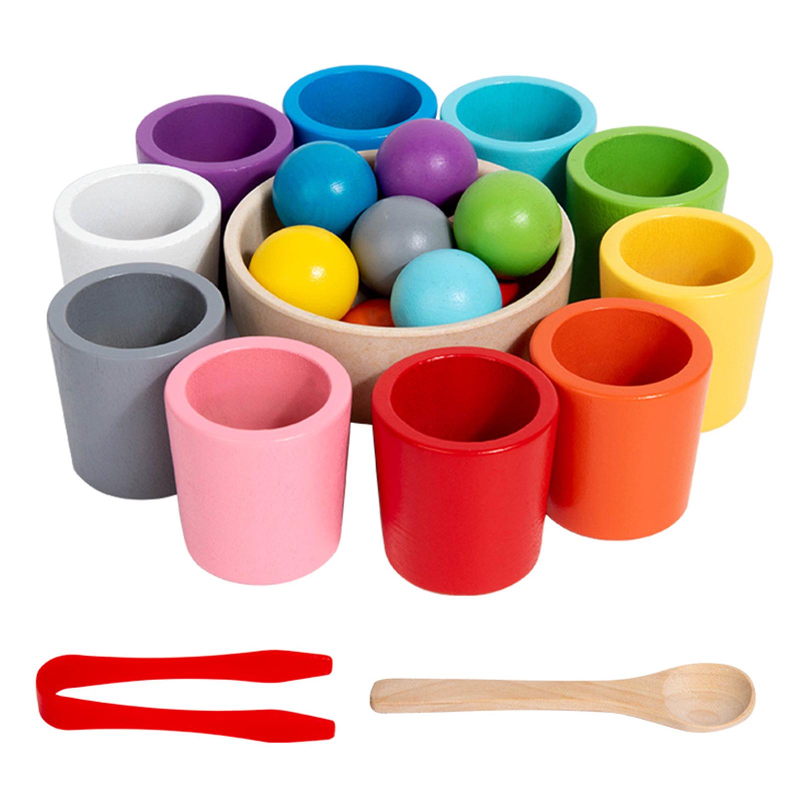 

Набор для раннего развития 10 цветных сортировочных стаканчиков и шариков для развития у детей распознавания цветов и навыков классификации