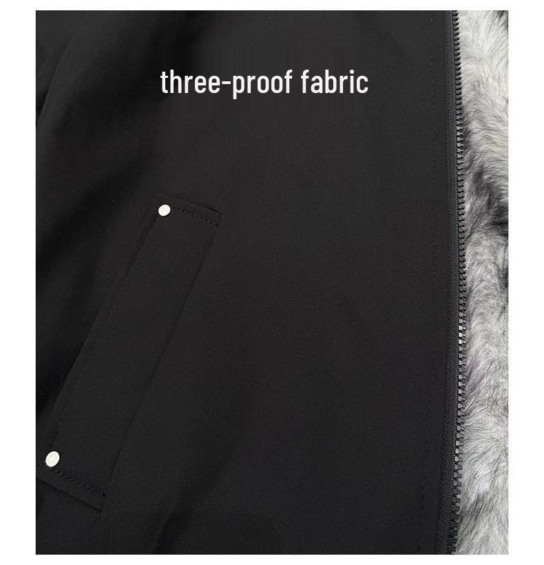 Polar Wolf Men's Winter Jacket - Heavyweight, Hooded with Large Fur Collar, Thick Velvet Lining, Cotton Outerwear
