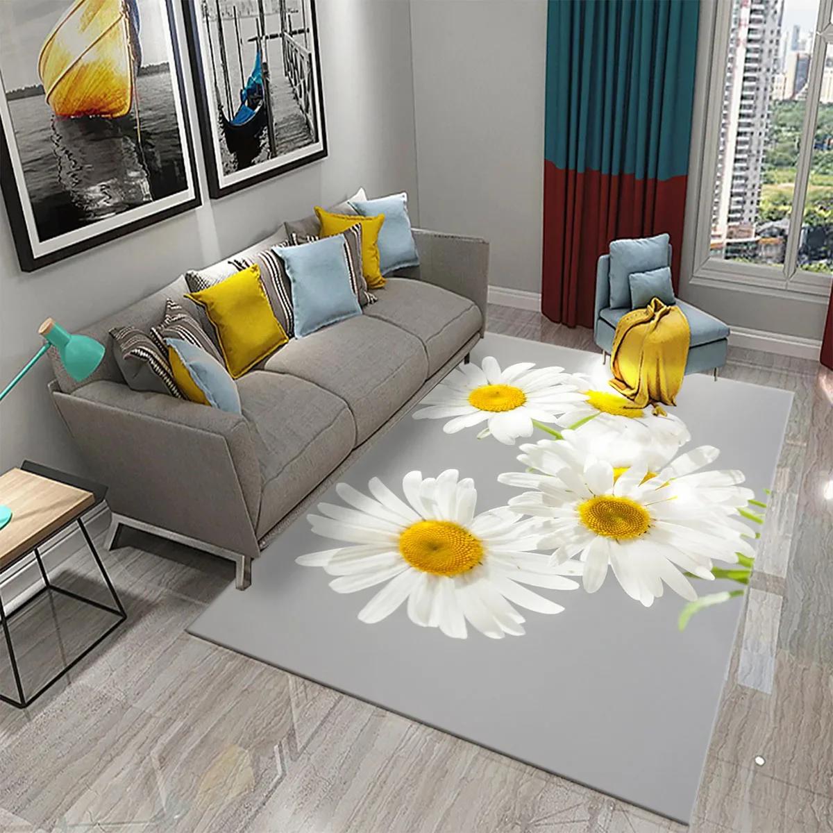 

Барвистий килим з ромашками для вітальні Великий килим для спальні Декор для вітальні Килимок для передпокою Килимки для входу у ванну Нековзкий килим 40x60cm