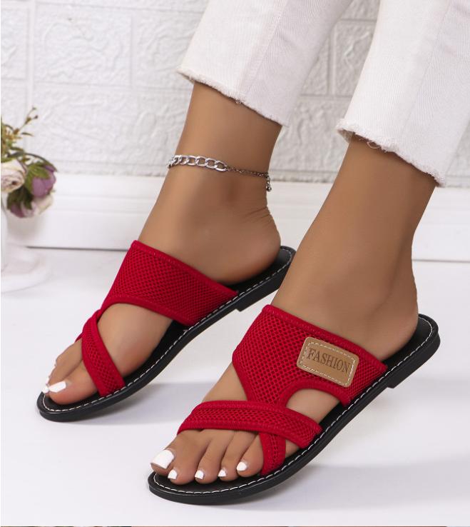 Summer Fashion Breathable Mesh Fish Mouth Cool Slippers For Women