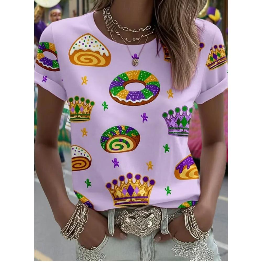 Fashion Women Ornate Pattern Print T Shirt Funny Casual O-neck Short Sleeves T-shirt Summer Female Tee Shirt