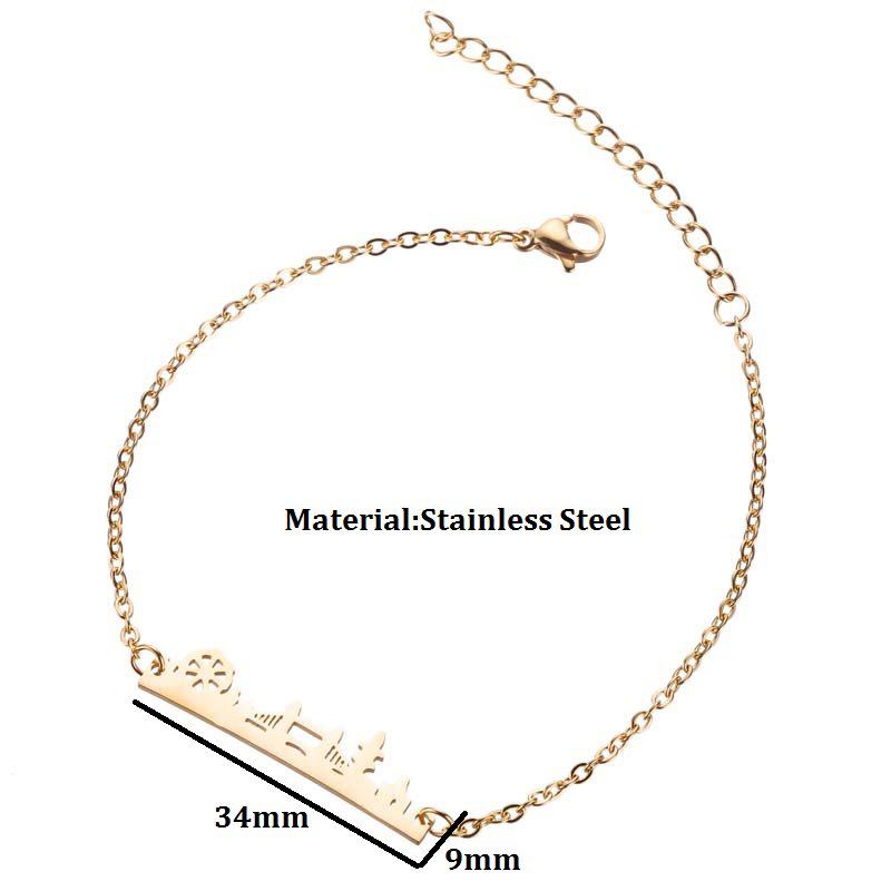 Stainless Steel Bracelet with Scenic Pendant - Fashion for INS Girls