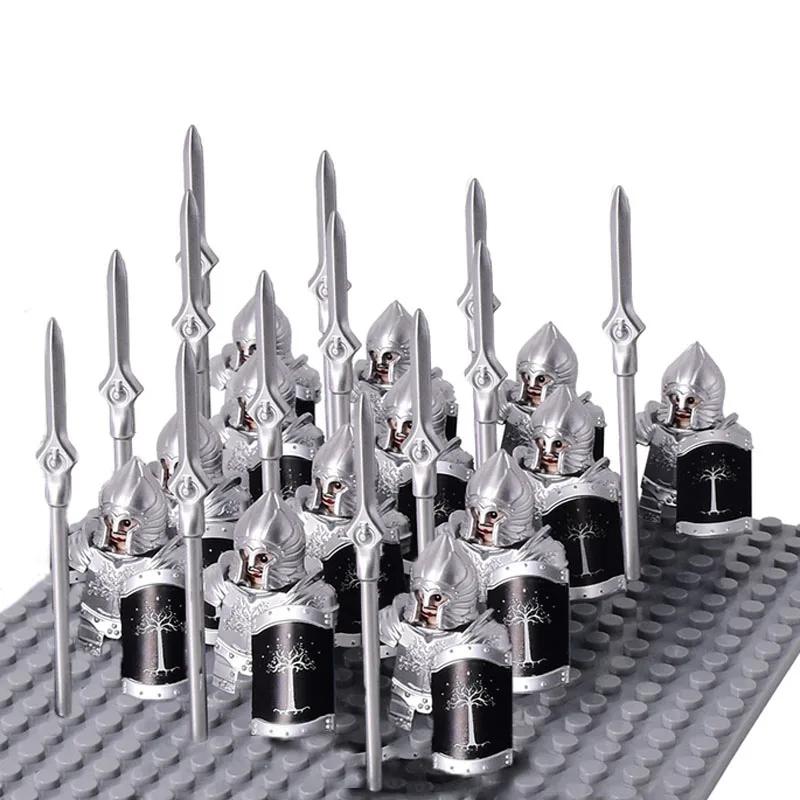 13Pcs Gondor Battle Spearman Body Gurad Infantry VS Roman Solider Eomer Rohan Warriorr Figures Blocks Set Toys for Kids