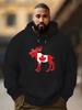 Canadian Flag and Reindeer Print Unisex Fashion Casual Plus Size Hoodie Sweatshirt, PLUS SIZE