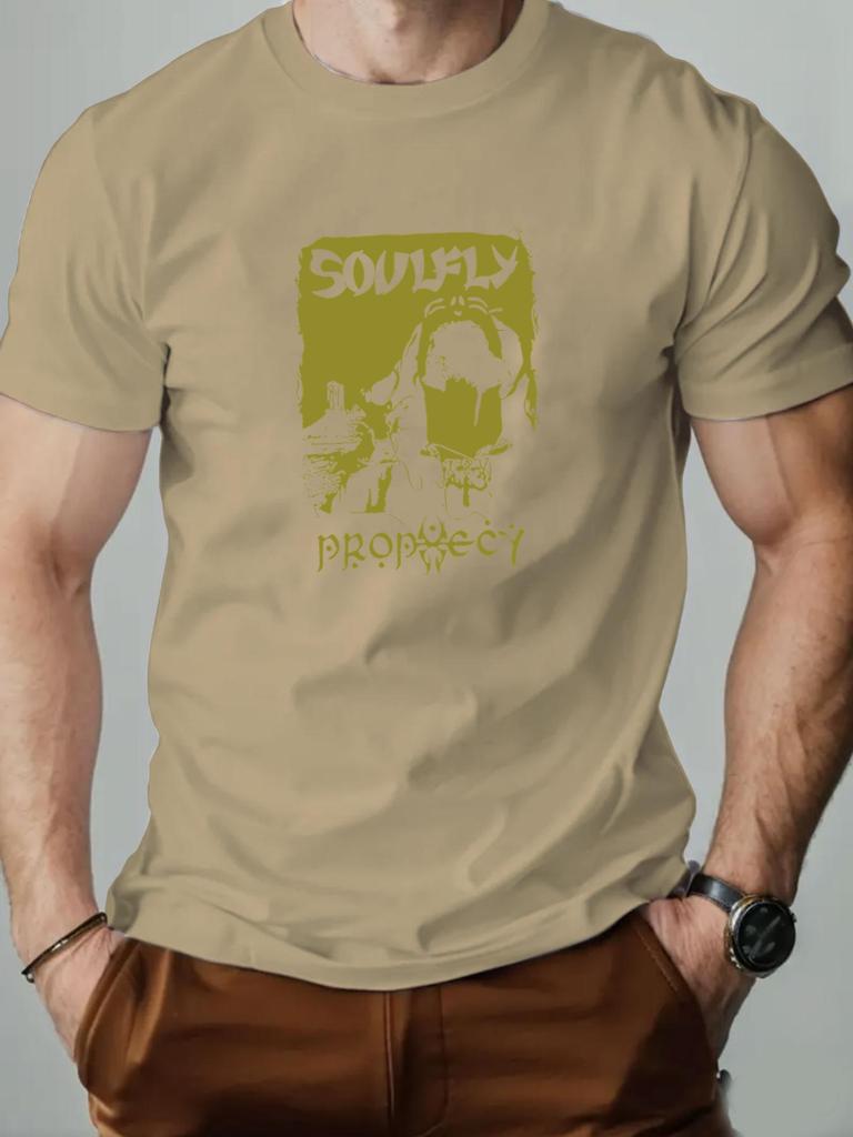 Mens Cotton Tshirt SOULFLY Summer Round Neck Shortsleeved Graphic Breathable Fashion Casual Tshirt
