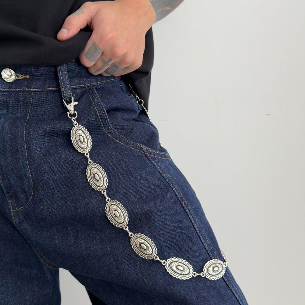 Jeans Chain Round Disk Waist Chain Zinc Zinc Zinc Alloy Pants Chain Personality Punk Belt Chain  Female