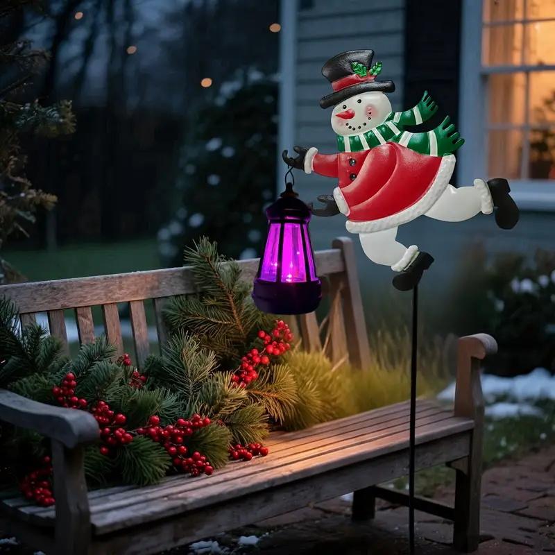 1/2PCS Outdoor Solar Light Christmas Snowman Garden Decoration Warm White/Colorful Solar Palace Lantern for Yard Lawn Xmas Decor