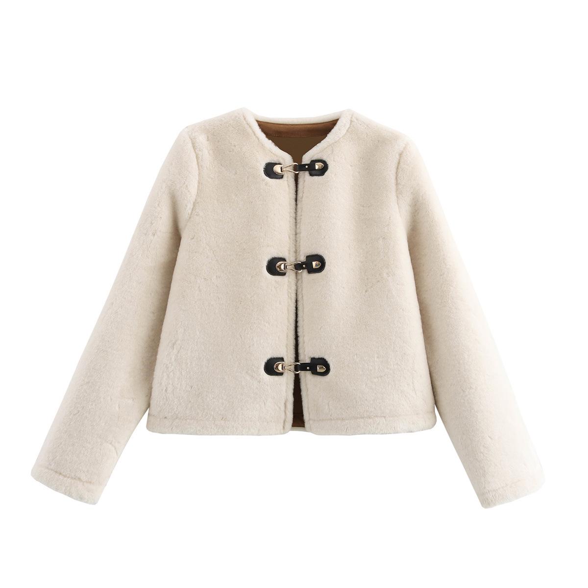 

European-American Women s Double-Sided Rope Knot Buckle Jacket M