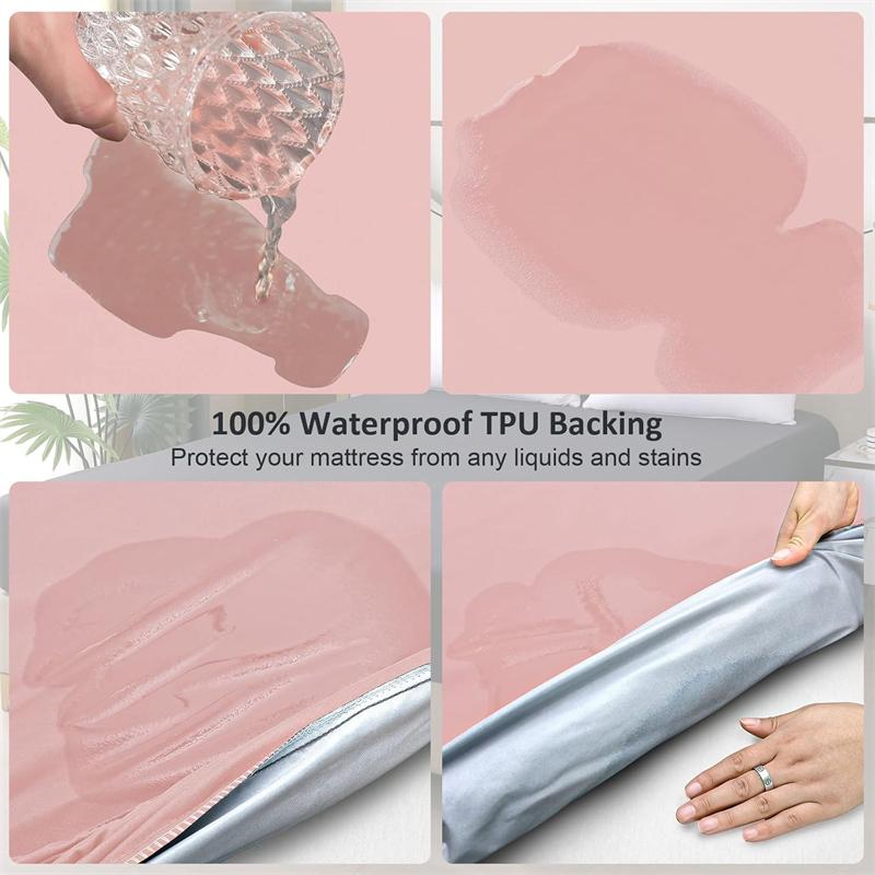 Matratzenschoner aus 100 % wasserdichter Baumwolle mit elastischem Band, Tagesdecke, bequem, solides Bettlaken-Set für Einzel- und Doppelbetten, volle Größe