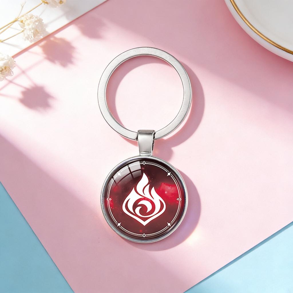 Genshin Impact Vision Keychain, Anime Time Gem Pendant Key Ring Wholesale