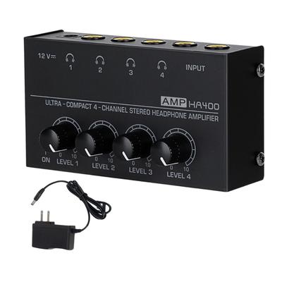 4-Kanal Kopfhörerverstärker Metallgehäuse mit 6,35 mm 3,5 mm mehr Eingängen Stereo Kopfhörermischer Für Aufnahme Mixing