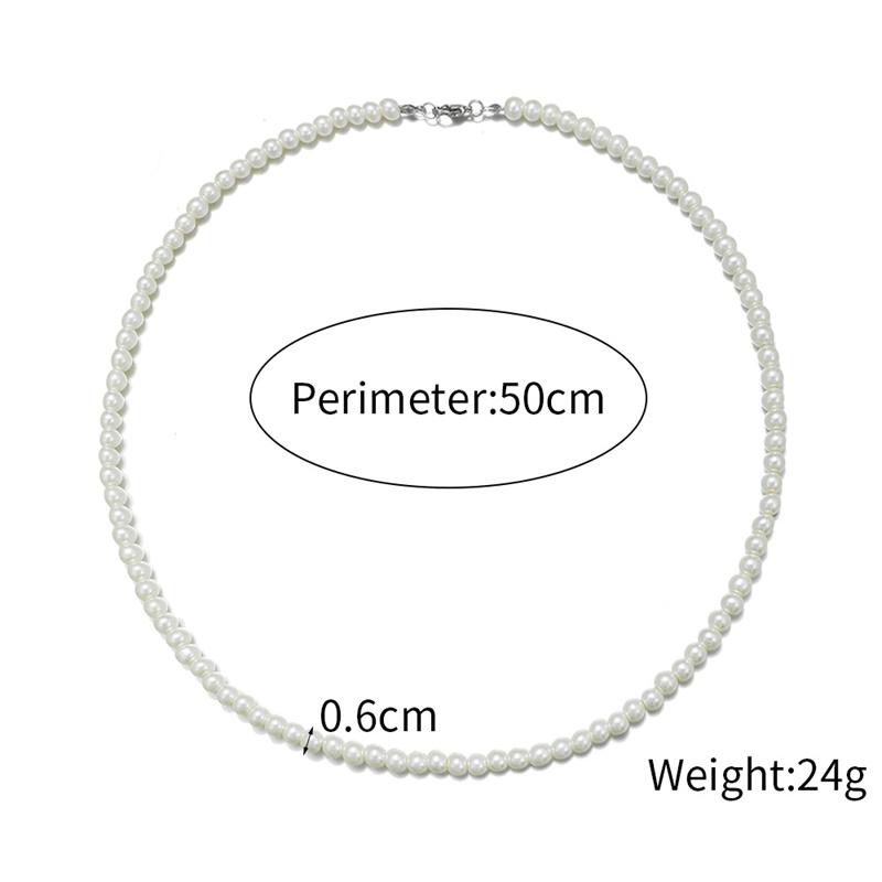 Cool Artificial White Pearl Necklace 1 Pcs Choker Beaded Chain for Men and Women Fashion Jewelry Gifts