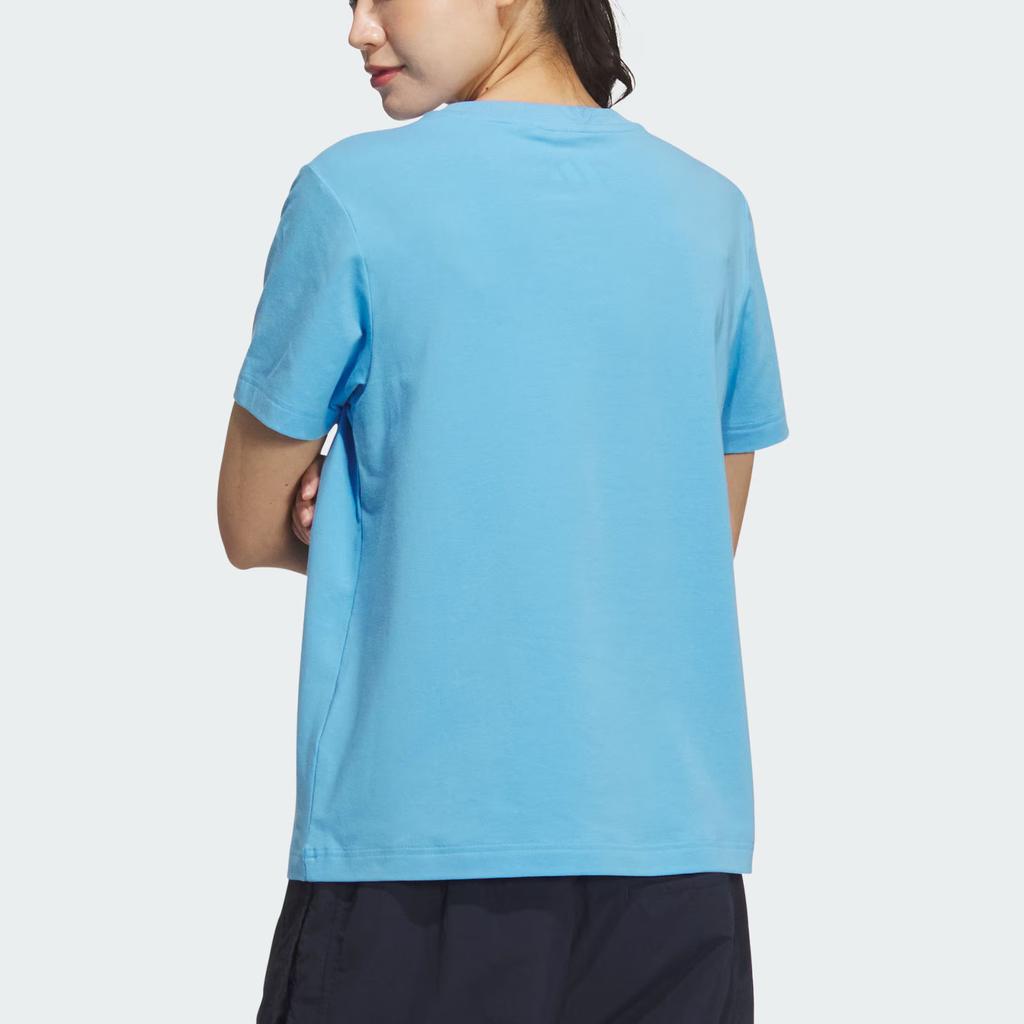 Adidas Printed Casual Round Neck Short Sleeve T-Shirt Women Tops Blue JN7771