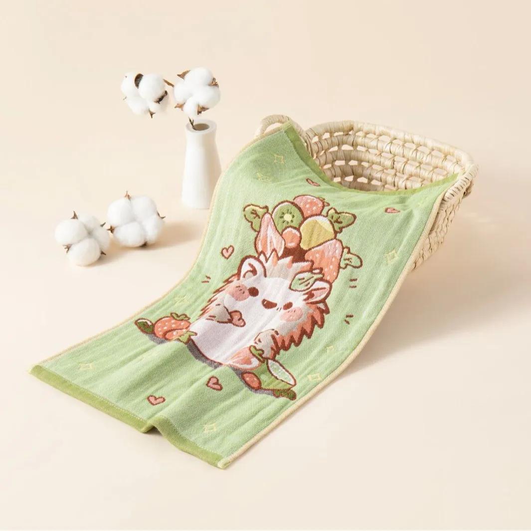 

Cartoon Face Towels Hand, Dish Towel, 25*50 cm, Three-layer Cotton Gauze, Cats Print, Kitchen, Bathroom W30*H60(CM)