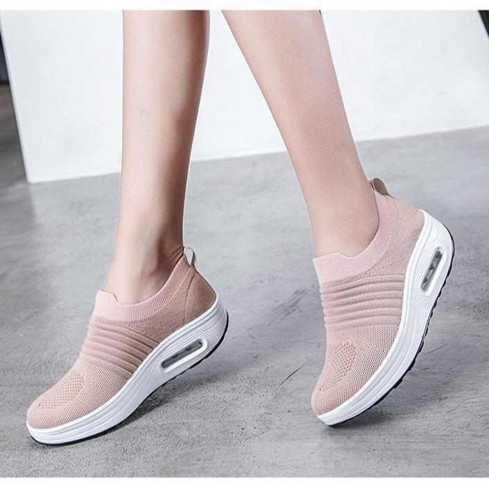 Autumn new rocking shoes elastic socks mouth fly-woven shoes air cushion shoes lazy casual shoes