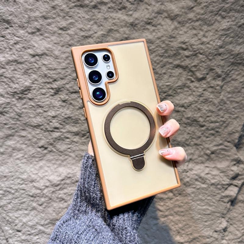 Metallring Drehständer S25 Ultra Magsafe Hülle für Samsung Galaxy S24 S23 FE S22 S24 Ultra S25 Plus Magnetische Matte Halterabdeckung