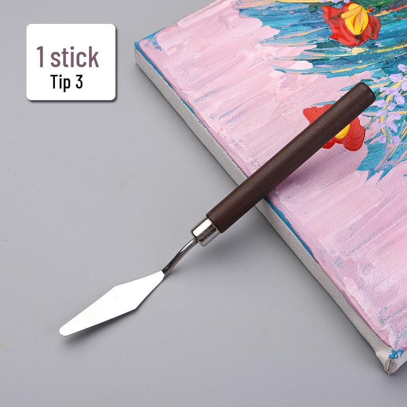 Rosewood Handle Oil Painting Knife: Acrylic & Gouache Pigment Scraper with Varnishing Flat and Pointed Blades
