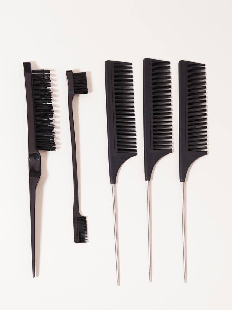 5piece set thickened stainless steel pointed tail comb, edge controlled hair tearing dual head brush Special for real hair wigs