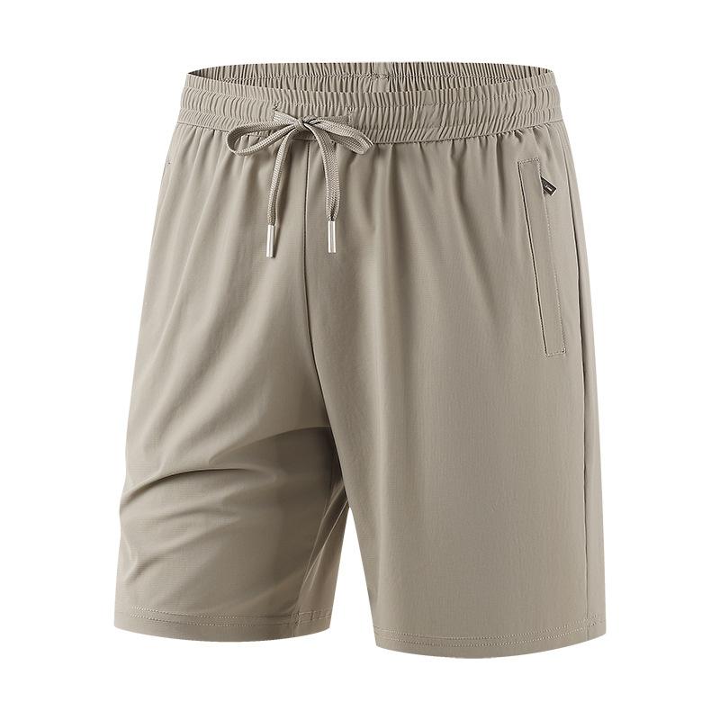 Sports Ice Silk Fitness Zipper Quick Drying Stretch Shorts For Men